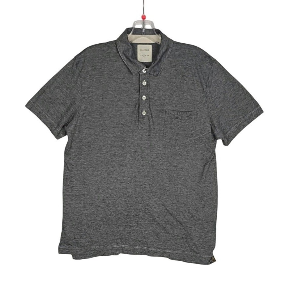 Billy Reid Gray Black Striped Polo Shirt Mens Size L